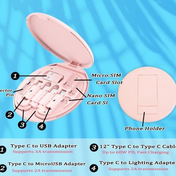 5 In 1 60w Fast Charging Data Cable Storage Box Mobile Phone Holder Storage Box - Picture 6 of 7